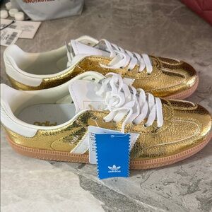 Adidas Metallic Gold Sneakers with White Details